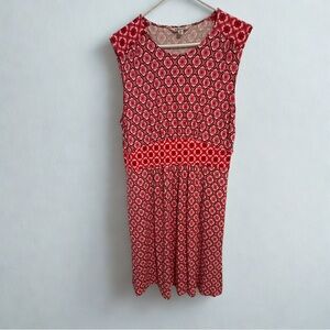 BODEN Thea sleeveless midi Dress pink and red stretchy size 12